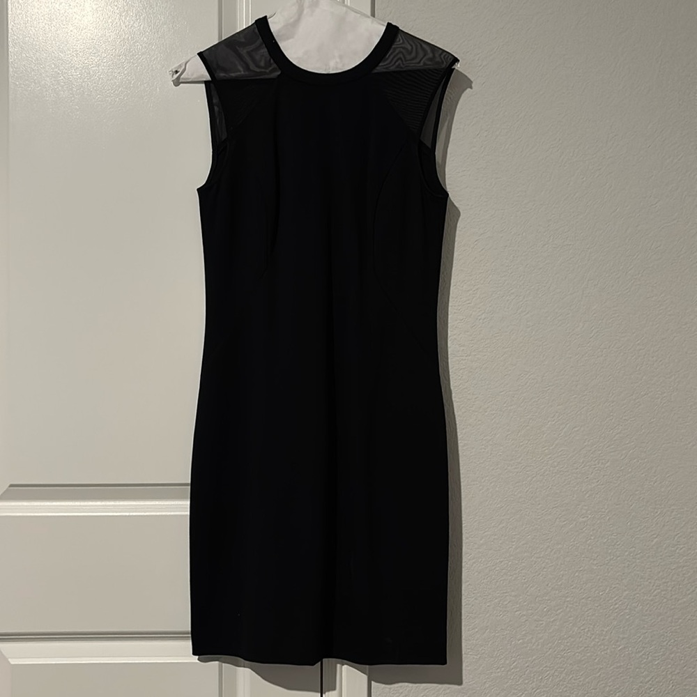 Banana Republic Black Dress with Mesh Collar